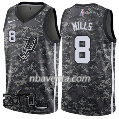 Camiseta Niños San Antonio Spurs Patty Mills 8 Nike City Edition Negro Swingman